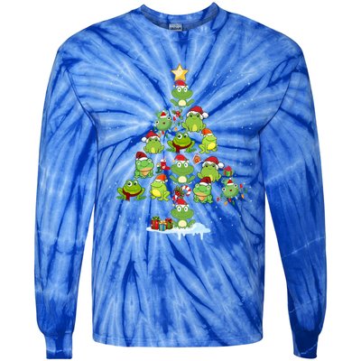 Cute Frog Christmas Tree Decor Xmas Tree Gift Tie-Dye Long Sleeve Shirt