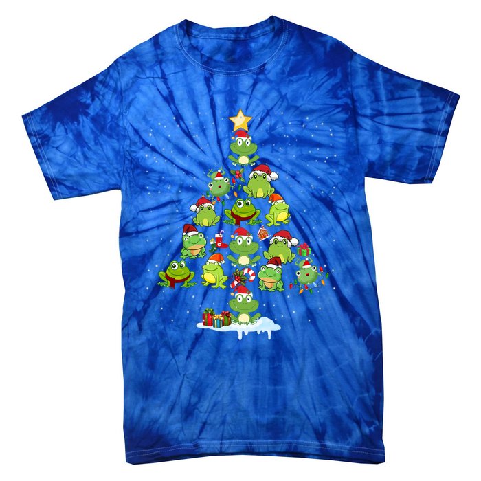 Cute Frog Christmas Tree Decor Xmas Tree Gift Tie-Dye T-Shirt