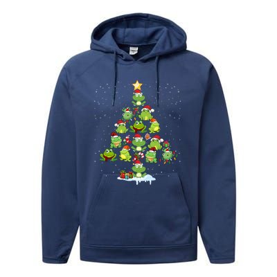 Cute Frog Christmas Tree Decor Xmas Tree Gift Performance Fleece Hoodie