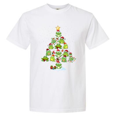 Cute Frog Christmas Tree Decor Xmas Tree Gift Garment-Dyed Heavyweight T-Shirt