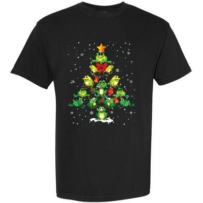 Cute Frog Christmas Tree Gift Decor Xmas Tree Garment-Dyed Heavyweight T-Shirt