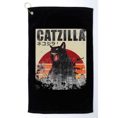 Catzilla Funny Cat Japanese Sunset Platinum Collection Golf Towel