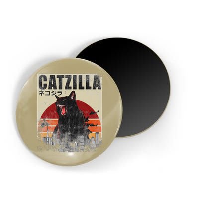 Catzilla Funny Cat Japanese Sunset Magnet