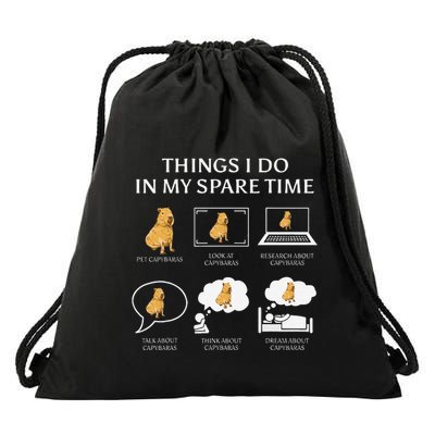 Capybara Funny Capibara Rodent Things I Do In My Spare Time Drawstring Bag