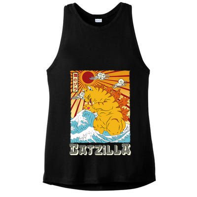 Catzilla Funny Cat Design, Funny Cat Cloth, Cat Lovers Ladies PosiCharge Tri-Blend Wicking Tank