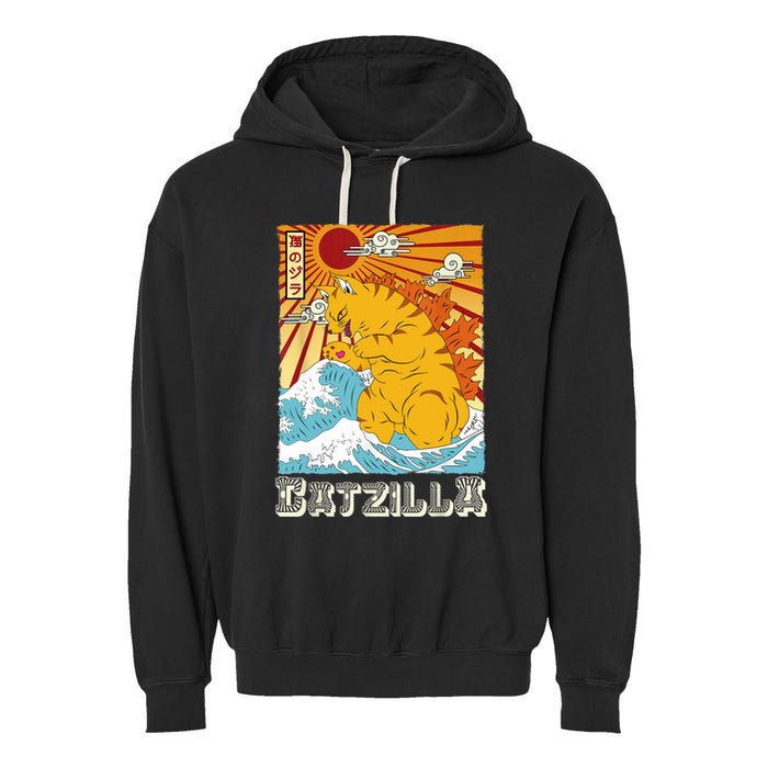 Catzilla Funny Cat Design, Funny Cat Cloth, Cat Lovers Garment-Dyed Fleece Hoodie