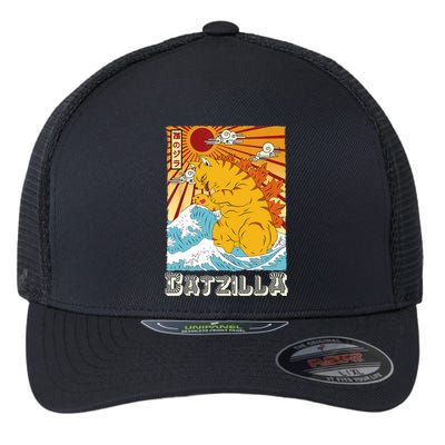Catzilla Funny Cat Design, Funny Cat Cloth, Cat Lovers Flexfit Unipanel Trucker Cap