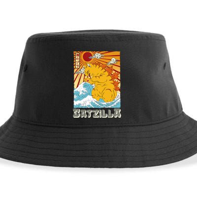 Catzilla Funny Cat Design, Funny Cat Cloth, Cat Lovers Sustainable Bucket Hat