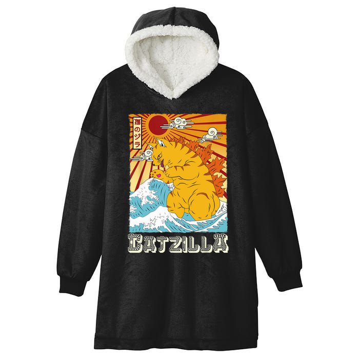 Catzilla Funny Cat Design, Funny Cat Cloth, Cat Lovers Hooded Wearable Blanket