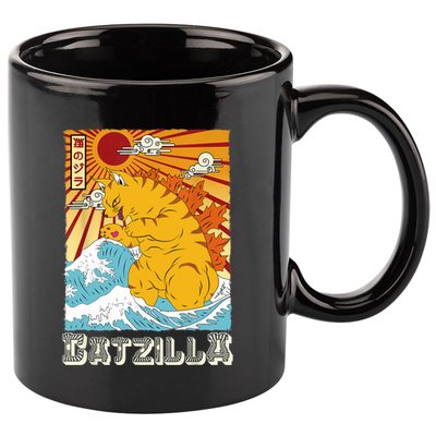 Catzilla Funny Cat Design, Funny Cat Cloth, Cat Lovers 11oz C Handle Ceramic Mug