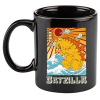 Catzilla Funny Cat Design, Funny Cat Cloth, Cat Lovers 11oz C Handle Ceramic Mug
