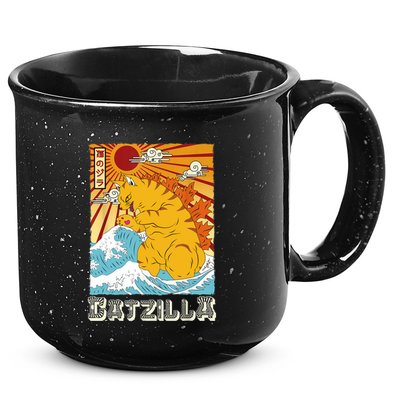 Catzilla Funny Cat Design, Funny Cat Cloth, Cat Lovers 15oz Campfire Ceramic Mug