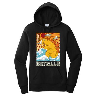 Catzilla Funny Cat Design, Funny Cat Cloth, Cat Lovers Women's Pullover Hoodie