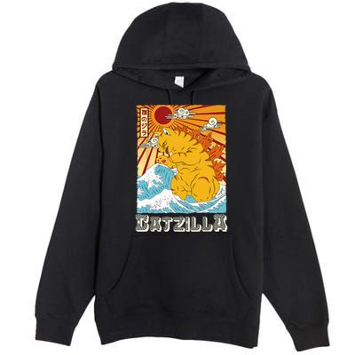 Catzilla Funny Cat Design, Funny Cat Cloth, Cat Lovers Premium Pullover Hoodie