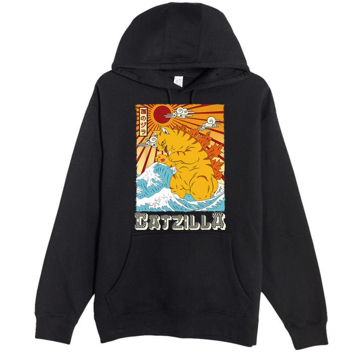 Catzilla Funny Cat Design, Funny Cat Cloth, Cat Lovers Premium Pullover Hoodie