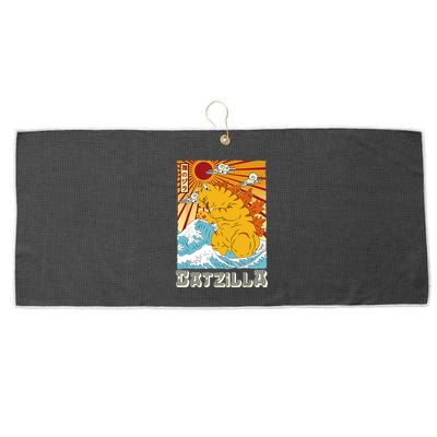Catzilla Funny Cat Design, Funny Cat Cloth, Cat Lovers Large Microfiber Waffle Golf Towel