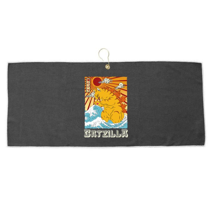Catzilla Funny Cat Design, Funny Cat Cloth, Cat Lovers Large Microfiber Waffle Golf Towel