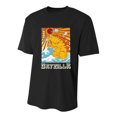 Catzilla Funny Cat Design, Funny Cat Cloth, Cat Lovers Youth Performance Sprint T-Shirt