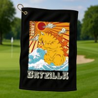 Catzilla Funny Cat Design, Funny Cat Cloth, Cat Lovers Golf Towel