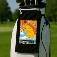 Catzilla Funny Cat Design, Funny Cat Cloth, Cat Lovers Golf Towel