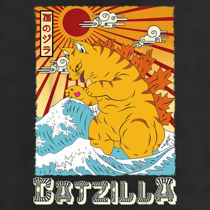 Catzilla Funny Cat Design, Funny Cat Cloth, Cat Lovers Microfiber Hand Towel