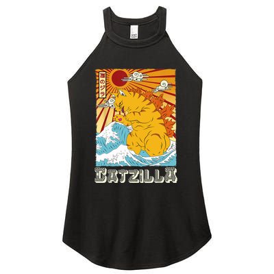 Catzilla Funny Cat Design, Funny Cat Cloth, Cat Lovers Women's Perfect Tri Rocker Tank
