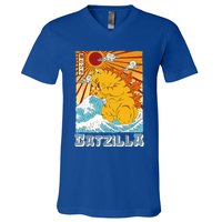 Catzilla Funny Cat Design, Funny Cat Cloth, Cat Lovers V-Neck T-Shirt