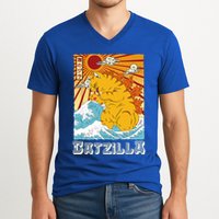 Catzilla Funny Cat Design, Funny Cat Cloth, Cat Lovers V-Neck T-Shirt