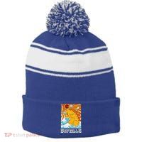 Catzilla Funny Cat Design, Funny Cat Cloth, Cat Lovers Stripe Pom Pom Beanie