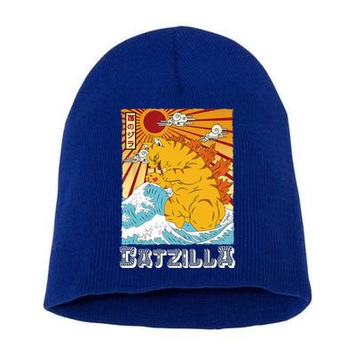 Catzilla Funny Cat Design, Funny Cat Cloth, Cat Lovers Short Acrylic Beanie