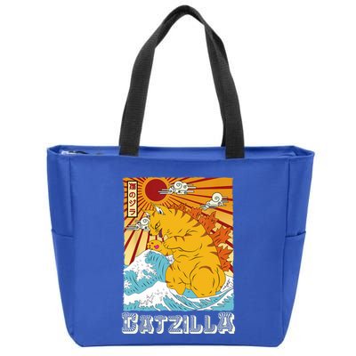 Catzilla Funny Cat Design, Funny Cat Cloth, Cat Lovers Zip Tote Bag