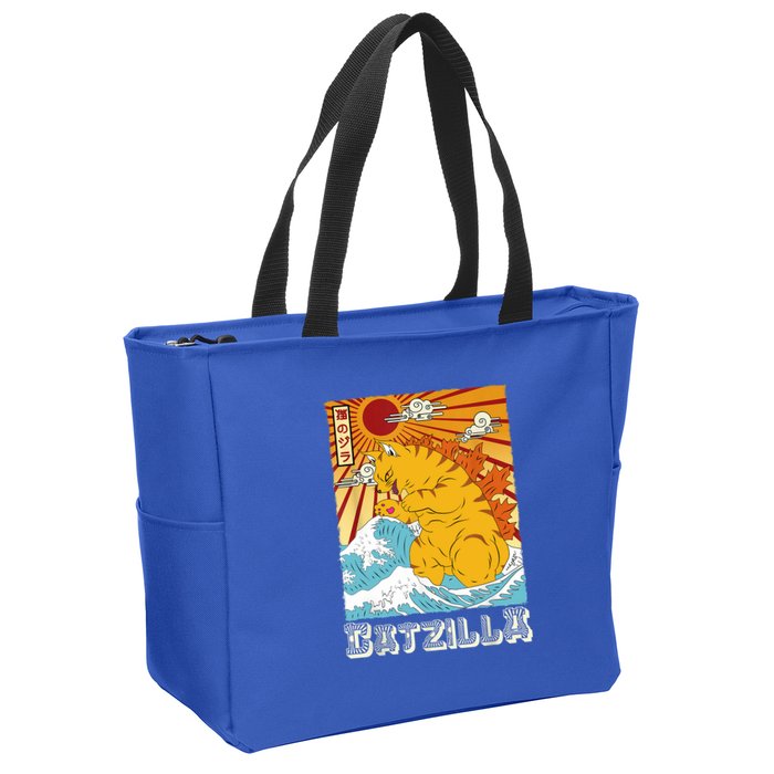 Catzilla Funny Cat Design, Funny Cat Cloth, Cat Lovers Zip Tote Bag