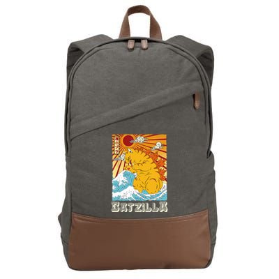 Catzilla Funny Cat Design, Funny Cat Cloth, Cat Lovers Cotton Canvas Backpack