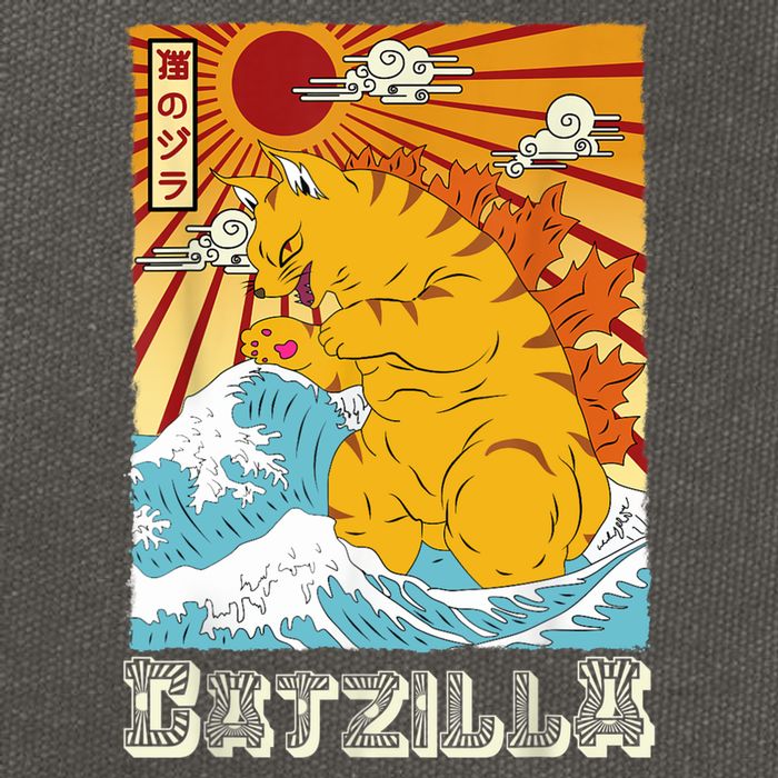 Catzilla Funny Cat Design, Funny Cat Cloth, Cat Lovers Cotton Canvas Backpack