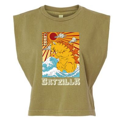 Catzilla Funny Cat Design, Funny Cat Cloth, Cat Lovers Garment-Dyed Women's Muscle Tee