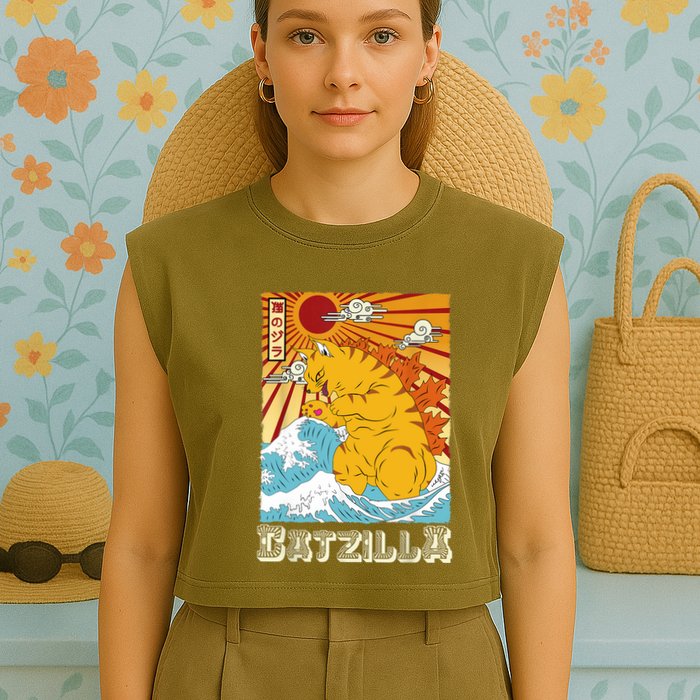 Catzilla Funny Cat Design, Funny Cat Cloth, Cat Lovers Garment-Dyed Women's Muscle Tee
