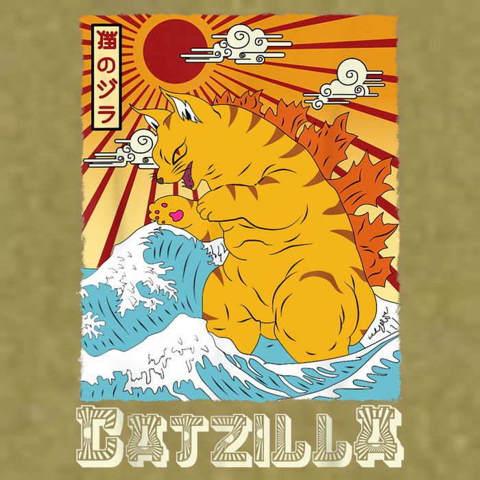 Catzilla Funny Cat Design, Funny Cat Cloth, Cat Lovers Garment-Dyed Women's Muscle Tee