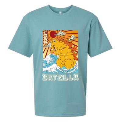Catzilla Funny Cat Design, Funny Cat Cloth, Cat Lovers Sueded Cloud Jersey T-Shirt
