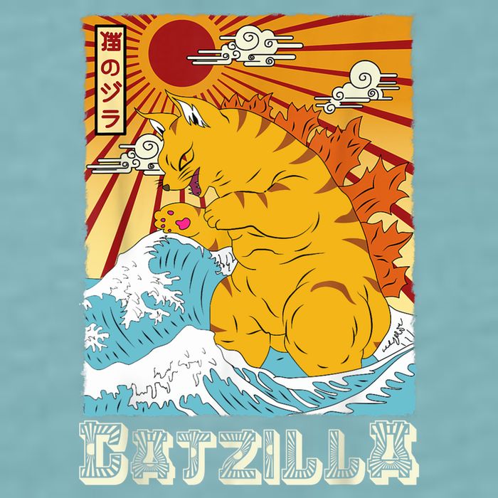 Catzilla Funny Cat Design, Funny Cat Cloth, Cat Lovers Sueded Cloud Jersey T-Shirt