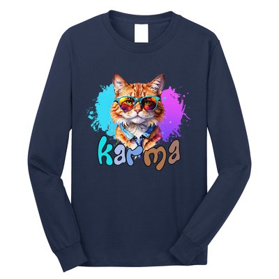 Cute Funny Cat Lover Heart Shape Karma Long Sleeve Shirt