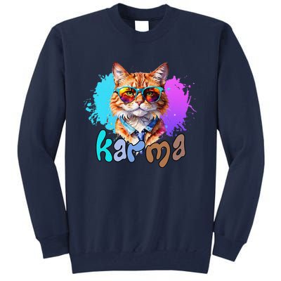 Cute Funny Cat Lover Heart Shape Karma Tall Sweatshirt