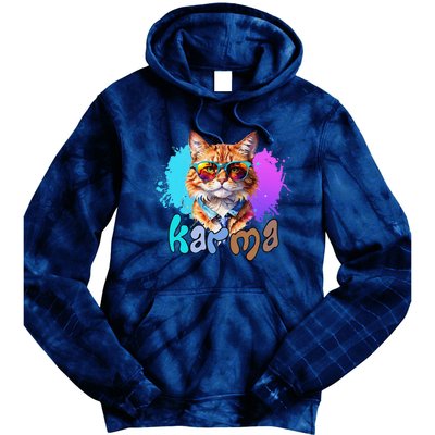 Cute Funny Cat Lover Heart Shape Karma Tie Dye Hoodie