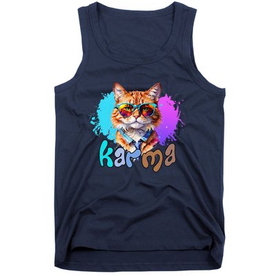 Cute Funny Cat Lover Heart Shape Karma Tank Top