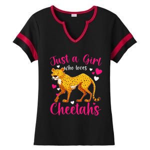 Cheetah Funny Cat Lover Just A Who Loves Cheetahs Ladies Halftime Notch Neck Tee