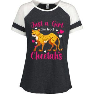 Cheetah Funny Cat Lover Just A Who Loves Cheetahs Enza Ladies Jersey Colorblock Tee