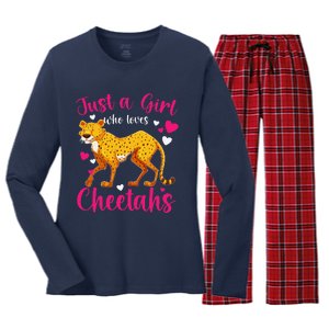 Cheetah Funny Cat Lover Just A Who Loves Cheetahs Women's Long Sleeve Flannel Pajama Set 