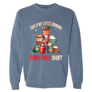 Coffee First Christmas LoverS Holiday Fun Garment-Dyed Sweatshirt