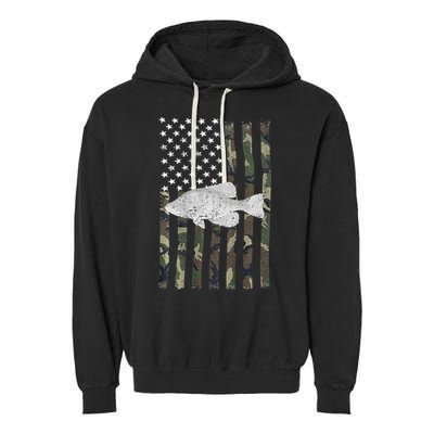 Crappie Fishing Camo Flag (On Back) Garment-Dyed Fleece Hoodie