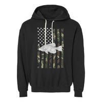 Crappie Fishing Camo Flag (On Back) Garment-Dyed Fleece Hoodie