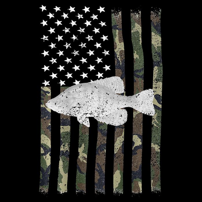 Crappie Fishing Camo Flag (On Back) Flexfit Unipanel Trucker Cap